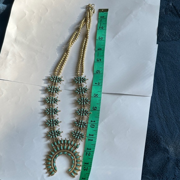 Lucky brand squash blossom Elegant Gold and turquoise Necklace preowned - Picture 9 of 10